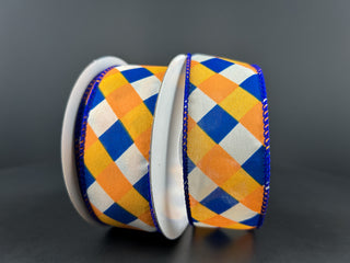 RIBBON | 1.5" X 10 YD | STRIPE | CREAM/BLUE/ORANGE/BROWN | 61420-09-25