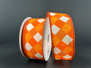 RIBBON | 1.5" X 10 YD | DIAGONAL STRIPE | CREAM/ORANGE | 61421-09-19