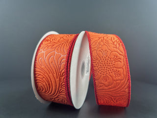 RIBBON | 1.5 "X 10YD | FLORAL EMBOSSED | RUST | 61426-09-31