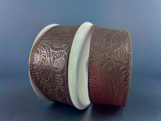 RIBBON | 1.5 "X 10YD | FLORAL EMBOSSED | BROWN | 61426-09-38