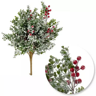 FLORAL/SPRAY | FROSTED BERRY BUSH | GREENERY W/RED BERRIES | GREEN/RED