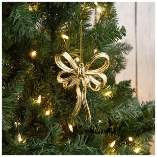 WREATH ACCENT | METALLIC BOW ORNAMENTS SETS | GOLD