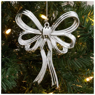 WREATH ACCENT | METALLIC BOW ORNAMENTS SETS | SILVER