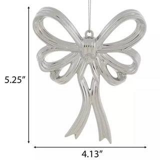 WREATH ACCENT | METALLIC BOW ORNAMENTS SETS | SILVER