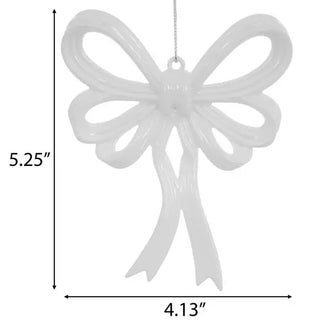 WREATH ACCENT | METALLIC BOW ORNAMENTS SETS | WHITE