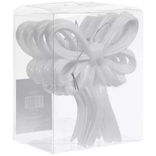 WREATH ACCENT | METALLIC BOW ORNAMENTS SETS | WHITE