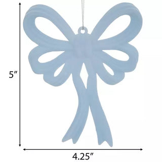 WREATH ACCENT | FLOCKED BOW ORNAMENTS SETS | LIGHT BLUE