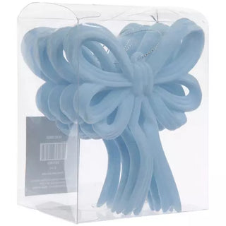 WREATH ACCENT | FLOCKED BOW ORNAMENTS SETS | LIGHT BLUE