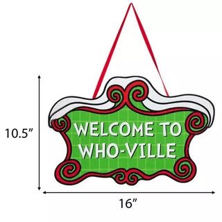 WREATH SIGN | Welcome To Who-Ville Metal Sign | 10.5" H x 16" W | 6440010