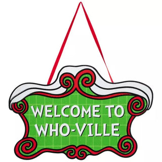 WREATH SIGN | Welcome To Who-Ville Metal Sign | 10.5" H x 16" W | 6440010