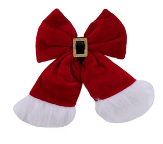 WREATH ACCENT | 11"L x 8.5"W Santa Belt Bow | Red/White/Gold/Black | XC725224
