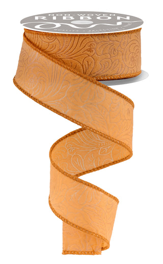 RIBBON | 1.5"X10YD FLORAL/LEAVES | CARAMEL | NR1001X8