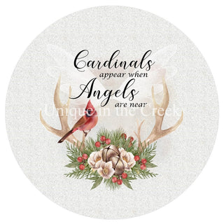 WREATH SIGN | 8" Aluminum Wreath Sign | Cardinals Appear| CHRISTMAS | WINTER