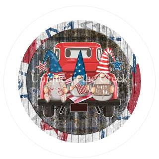VINYL DECAL | GNOME | RED TRUCK| PATRIOTIC | RED, WHITE & BLUE | 4TH OF JULY | SUMMER