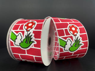 RIBBON | 2.5" X 10 YD | MONSTER GREEN HAND/BRICKS | RED/GREEN/WHITE | 72312-40-13