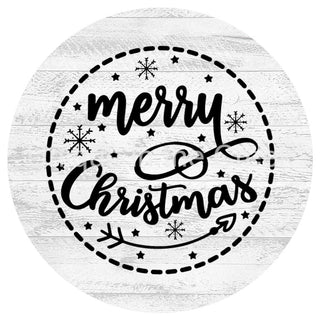 WREATH SIGN | 8 " ALUMINUM WREATH SIGN | MERRY CHRISTMAS | BLACK & WHITE | WINTER | CHRISTMAS