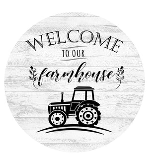 WREATH SIGN | 8" ALUMINUM |  WELCOME | TRACTOR | FARMHOUSE | EVERYDAY