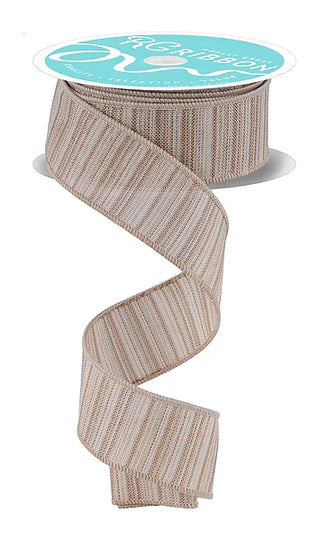 RIBBON | 1.5"X10YD | MULTI COLOR STRIPES| WHT//BIEGE | RGF168301