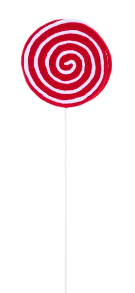 WREATH ACCENT | 22"L Yarn Swirl Peppermint Lollipop | RED/WHITE | XS118432