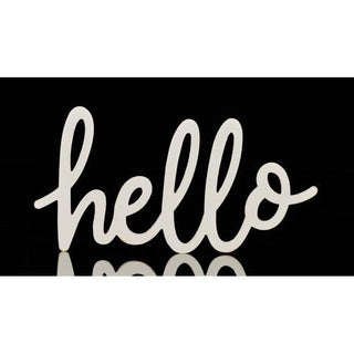 WREATH SIGN | 14.25"L X 7.5"H MDF "HELLO" | WHITE | AB245727