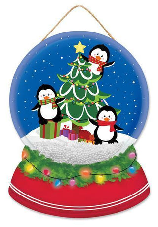 MDF SIGN | WOOD | 12"H | PENGUINS SNOW GLOBE DOME | CHRISTMAS | WINTER |AP07308