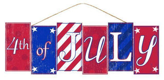 WREATH SIGN | 14"L X 4.75"H | 4TH OF JULY BLOCK SIGN | PATRIOTIC | ACCESSORIES