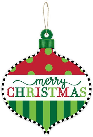 WREATH SIGN | 12"H X 10"L | MERRY CHRISTMAS | ORNAMENT SHAPE | AP7159