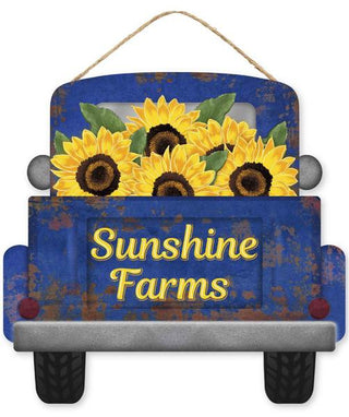 WREATH SIGN | 12"L X 11.5"H | SUNSHINE FARMS | SUN FLOWERS TRUCK | AP7161