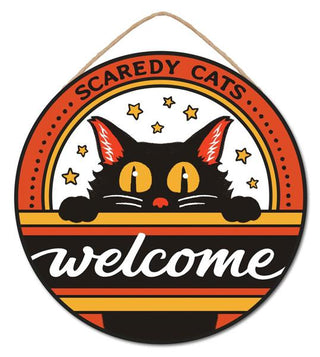 WREATH SIGN | 10.5"DIA MDF | SCAREDY CATS WELCOME | AP7301