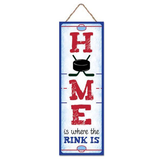WREATH SIGN | 15"HX5"L HOME IS WHERE THE RINK IS SIGN | RED/WHITE/BLUE/BLACK | AP7339