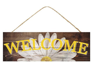 WREATH SIGN | 15"L X 5"H | WOOD SIGN | WELCOME | DAISY | AP8000