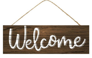 WREATH SIGN | 15"L X 5"H | WOOD SIGN | WELCOME | BROWN AND WHITE | ACCESSORIES | AP800704