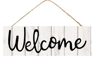 WREATH SIGN | 15"L X 5"H | WOOD SIGN | WELCOME | GREY AND BLACK | ACCESSORIES | AP800810