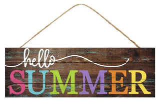 WREATH SIGN | 15"L X 5"H | WOOD SIGN | HELLO SUMMER | AP801704