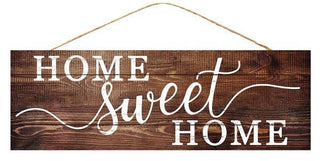 WREATH SIGN | 15"L X 5"H HOME SWEET HOME | DARK NATURAL WOOD/WHITE | AP818943