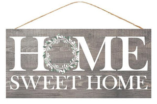 WREATH SIGN | 12.5"L X 6"H  HOME SWEET HOME | GREY/WHITE/GREEN | AP8310