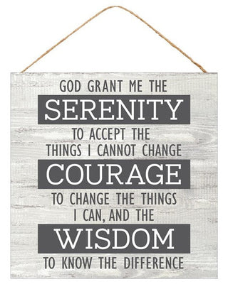 WREATH SIGN | 10" SQUARE | SERENITY PRAYER | ACCESSORIES | WOOD | RELIGIOUS | EVERYDAY