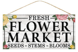 WREATH SIGN | 12.5"L X 6"H | FLOWER MARKET | WOOD | AP8453