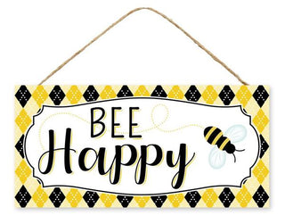 WREATH SIGN | 12.5"L X 6"H | BEE HAPPY SIGN | SPRING | SUMMER | ACCESSORIES | WOOD | AP8492