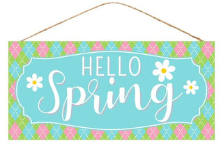 WREATH SIGN | 12.5"L X 6"H | HELLO SPRING | SPRING | ACCESSORIES | WOOD | AP8494