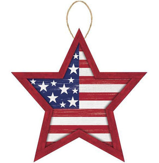 WREATH SIGN | 12"H X 11.75"W | STARS AND STRIPES | PATRIOTIC | ACCESSORIES | WOOD | AP8704