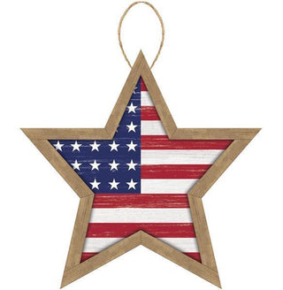 WREATH SIGN | 12"H X 11.75"W | STARS AND STRIPES | PATRIOTIC | ACCESSORIES | WOOD | AP8705