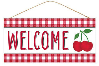 WREATH SIGN | 12.5"L X 6"H | WELCOME | CHERRY | EVERYDAY | SUMMER