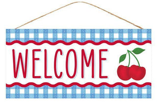 WREATH SIGN | 12.5"L X 6"H | WELCOME/CHERRY SIGN | SUMMER | EVERYDAY | ACCESSORIES | WOOD | AP8740