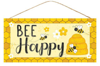 WREATH SIGN | 12.5"LX6"W | BEE HAPPY | WREATH SIGN | AP8778