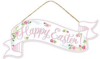 WREATH SIGN | 15"L X 6.25"H | HAPPY EASTER BANNER | ACCESSORIES | WOOD