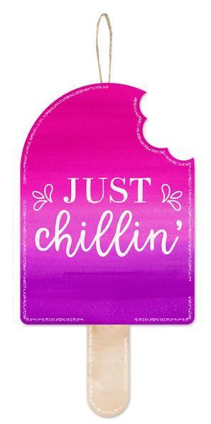 WREATH SIGN | 13.5"H X 7"L | JUST CHILLIN' | POPSICLE SIGN | SUMMER | ACCESSORIES | WOOD