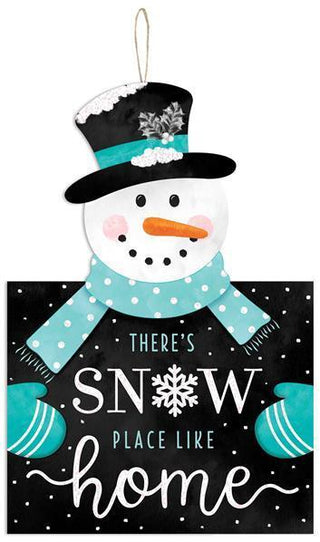 WREATH SIGN | 13.5"H X 9"L SNOW PLACE LIKE HOME SIGN | BLACK/TEAL/WHITE | AP8910