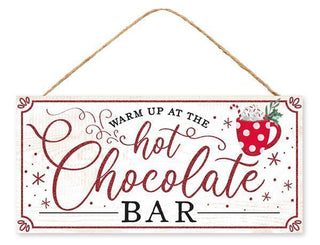 WREATH SIGN | 12.5"L X 6"H HOT CHOCOLATE BAR SIGN | WHITE/RED/BLACK | AP8931