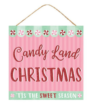 WREATH SIGN | 10" SQUARE | CANDY LAND CHRISTMAS | CHRISTMAS | PASTEL COLORS| ACCESSORIES | WOOD | AP8933